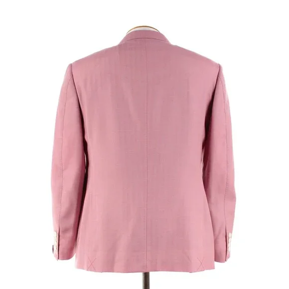Cardinal of Canada NWT Wool / Silk Sport Coat Size 42S US In Pink Herringbone